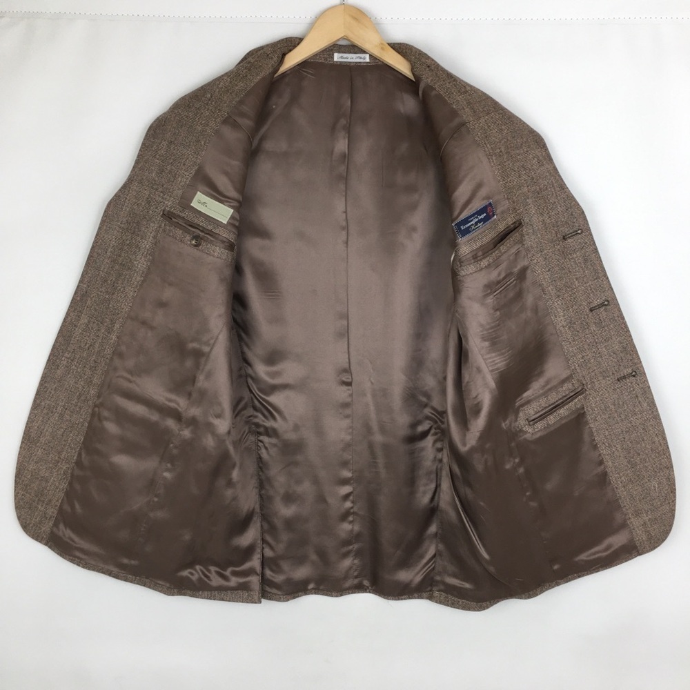 Ermenegildo Zegna Tweed Wool 3-Button Blazer Tan Men’s Size 50 Sports Coat - Picture 9 of 14